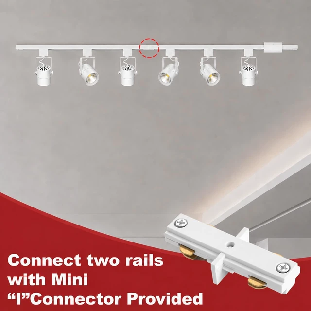 Alt view image 4 of 7 - 6-Light Track Lighting Kit with 6.6FT H Type Track Lighting Rail and Floating Canopy Connector, 2700K-6500K Stepless Dimming H Type Dimmable Track Light Fixtures Ceiling Spot Light, White