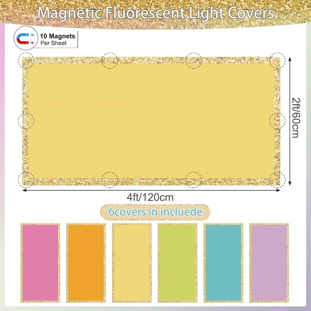 Alt view image 2 of 7 - 6 Pack Classroom Fluorescent Magnetic Light Covers,2x4ft Pastel Bights