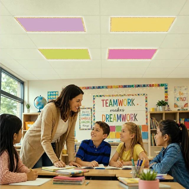 Alt view image 6 of 7 - 6 Pack Classroom Fluorescent Magnetic Light Covers,2x4ft Pastel Bights