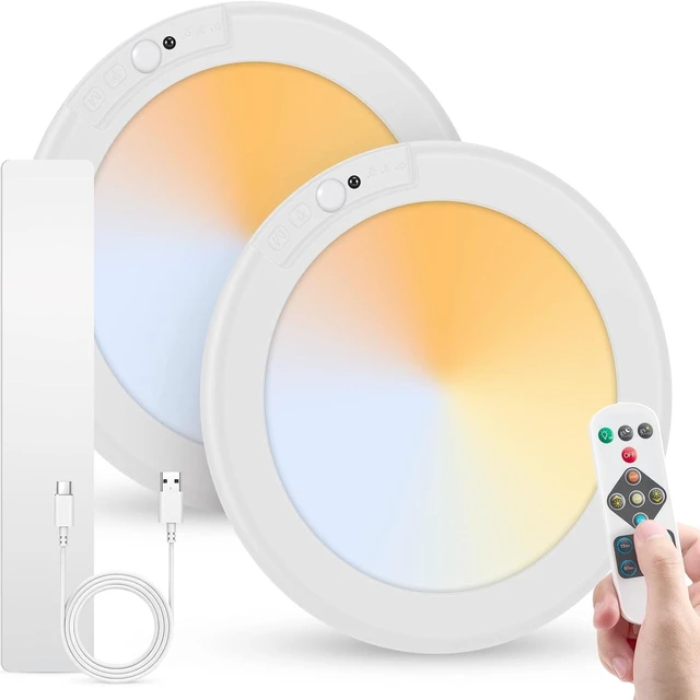 Main image of Bojim 8000mAh Motion Sensor Closet Light Rechargeable Ceiling Light with Remote, Large Bright Battery Operated Wireless Shower Lamp Stick on Lighting for Pantry Hallway Wardrobe Basement 2Pack