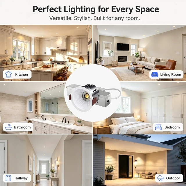 Alt view image 3 of 7 - 2 Inch LED Recessed Anti-Glare Shower Light COB 5CCT 9W, 840 LM 6 Pack