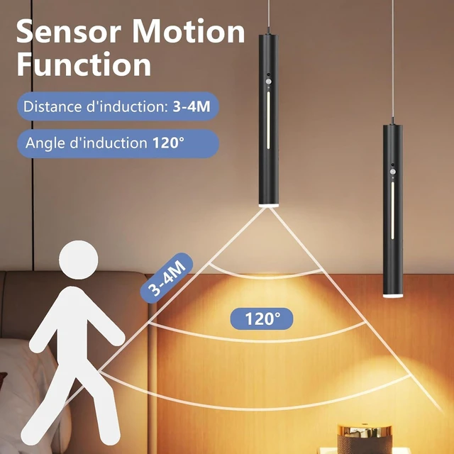 Alt view image 4 of 7 - Battery Operated Pendant Light,Rechargeable Hanging Light with Remote,Wireless Modern Pendant Lights with 6000 mAh Battery,3 Color Dimmable,Battery ceiling light for Bedroom,Kitchen Island,hallways