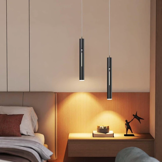 Alt view image 6 of 7 - Battery Operated Pendant Light,Rechargeable Hanging Light with Remote,Wireless Modern Pendant Lights with 6000 mAh Battery,3 Color Dimmable,Battery ceiling light for Bedroom,Kitchen Island,hallways