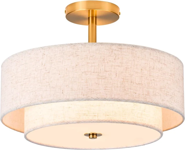 Main image of 3-Light 16 Inch Drum Semi Flush Mount Ceiling Light for Bedroom