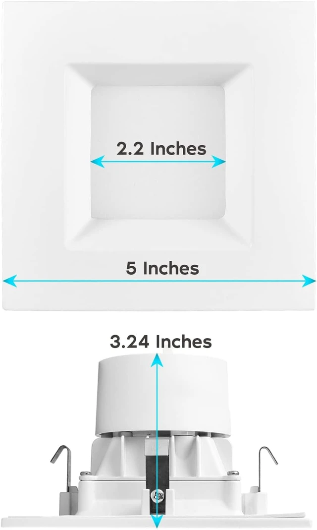 Alt view image 3 of 6 - LUXRITE 4 Inch Square LED Recessed Can Lights, 14W=75W, 5 Color Options 2700K-5000K, 950 Lumens, Dimmable LED Retrofit Kit, Wet Rated, IC Rated, Energy Star, ETL Listed (4 Pack)