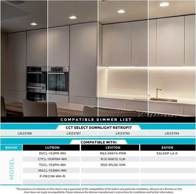 Alt view image 5 of 6 - LUXRITE 4 Inch Square LED Recessed Can Lights, 14W=75W, 5 Color Options 2700K-5000K, 950 Lumens, Dimmable LED Retrofit Kit, Wet Rated, IC Rated, Energy Star, ETL Listed (4 Pack)