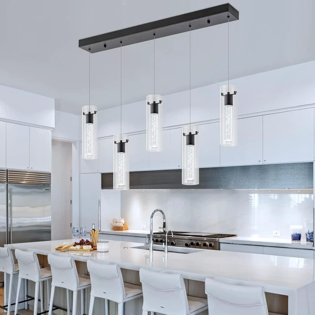 Alt view image 4 of 7 - Black 5-Light Pendant Lights for Kitchen Island