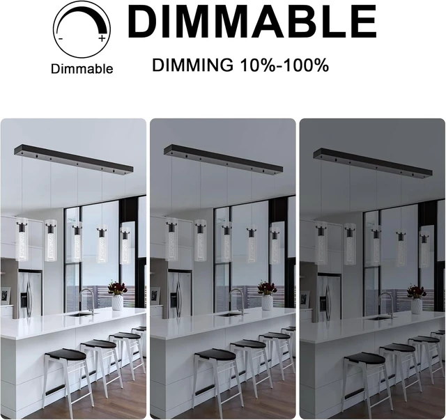 Alt view image 7 of 7 - Black 5-Light Pendant Lights for Kitchen Island