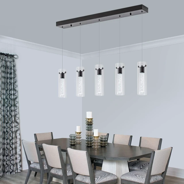 Alt view image 5 of 7 - Black 5-Light Pendant Lights for Kitchen Island