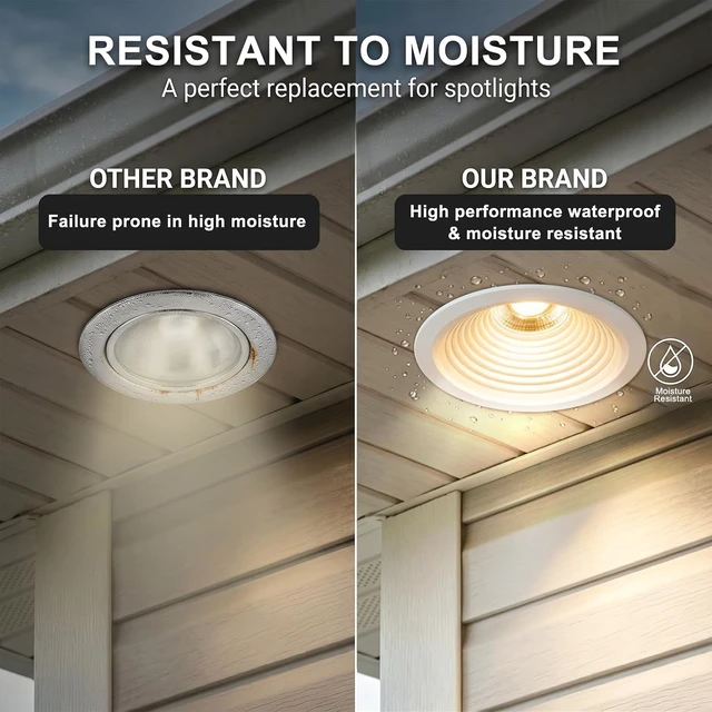 Alt view image 3 of 7 - 3 Inch LED Recessed Shower Light Wafer COB, 5CCT 12W, 1120 LM 6 Pack