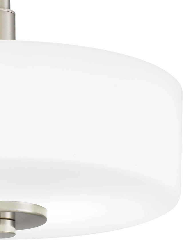 Alt view image 6 of 7 - Tawson Abra 2-Light Semi Flush Mount Light with Etched Glass in Drump Shade Brushed Finish for Hallway, Entryway, Passway, Dining Room, Bedroom, Garage, Kitchen Island, Balcony