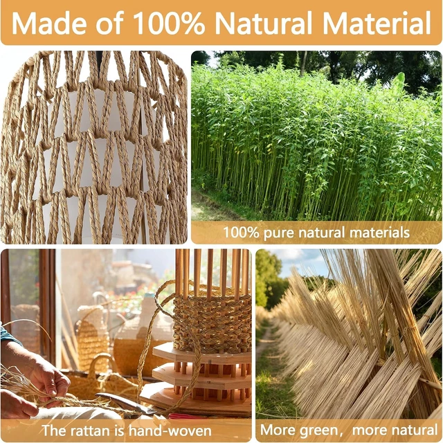 Alt view image 5 of 7 - 6 in. Mini Rattan Pendant Light, 2-in-1 Glass & Rattan Shade