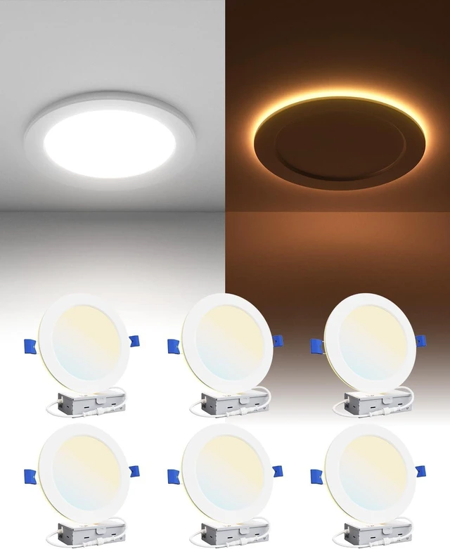 Main image of Ensenior 6 Pack 6 Inch LED Recessed Lights with Night Light, 5CCT 1100LM