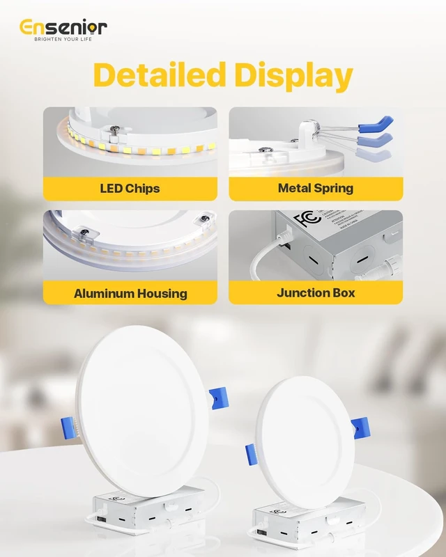 Alt view image 7 of 7 - Ensenior 6 Pack 6 Inch LED Recessed Lights with Night Light, 5CCT 1100LM