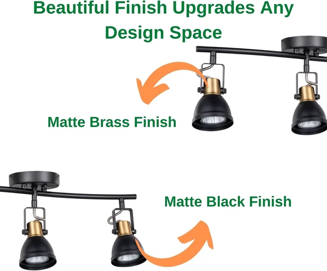 Alt view image 4 of 7 - 3 Light Foldable Track Lighting Kit, Matte Black Brass Finish Pivot Shades Rotatable Arm with GU10 Socket Modern Ceiling Spot Light for Kitchen,Bedroom,Living Room Home Improvement