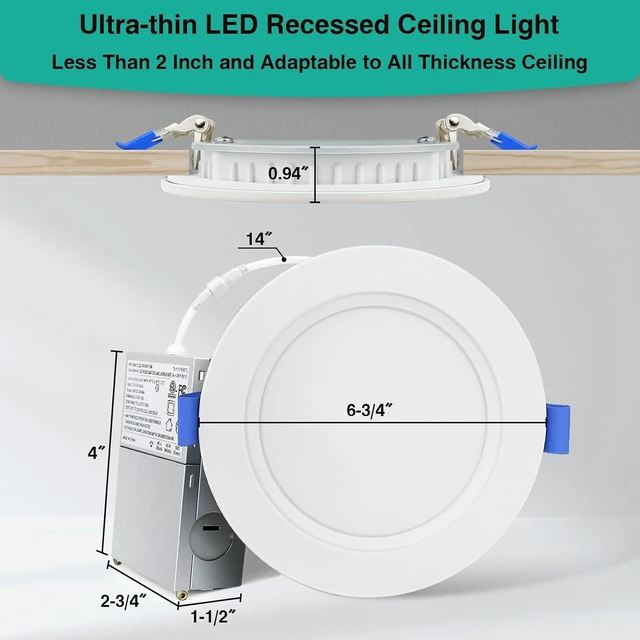 Alt view image 6 of 7 - HiBay 6in 12-Pack Canless LED Recessed Lighting, 1800lm 5000K, Dimmable