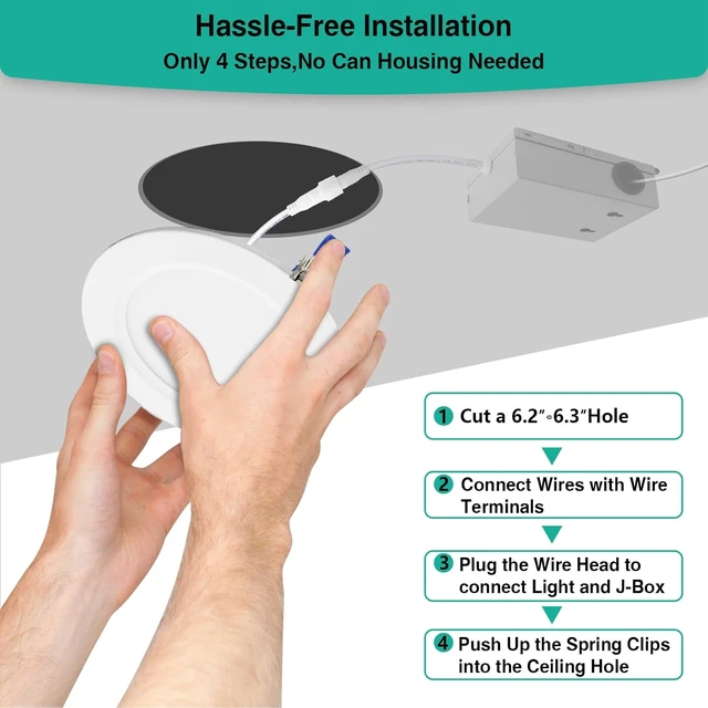 Alt view image 7 of 7 - HiBay 6in 12-Pack Canless LED Recessed Lighting, 1800lm 5000K, Dimmable