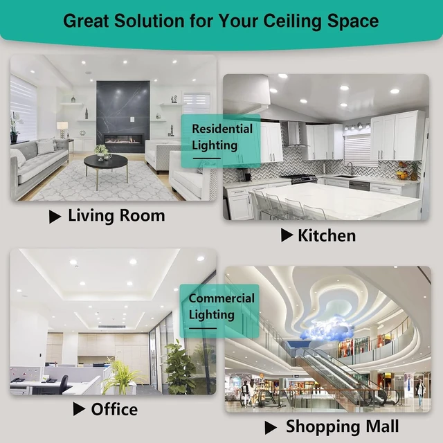 Alt view image 4 of 7 - HiBay 6in 12-Pack Canless LED Recessed Lighting, 1800lm 5000K, Dimmable