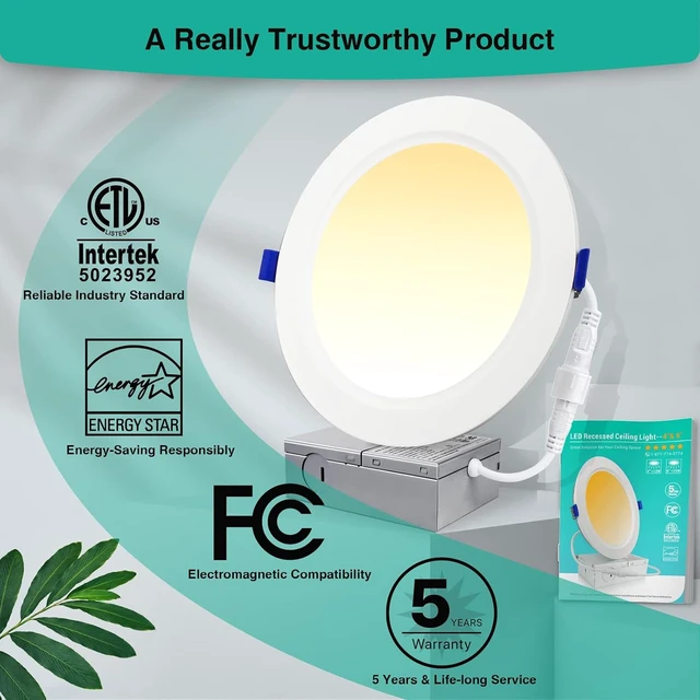 Alt view image 5 of 7 - HiBay 6in 12-Pack Canless LED Recessed Lighting, 1800lm 5000K, Dimmable