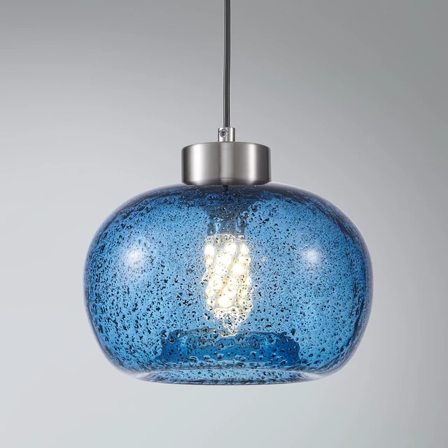 Main image of 8.6" Coastal Blue Globe Seeded Glass Kitchen Island Pendant Light