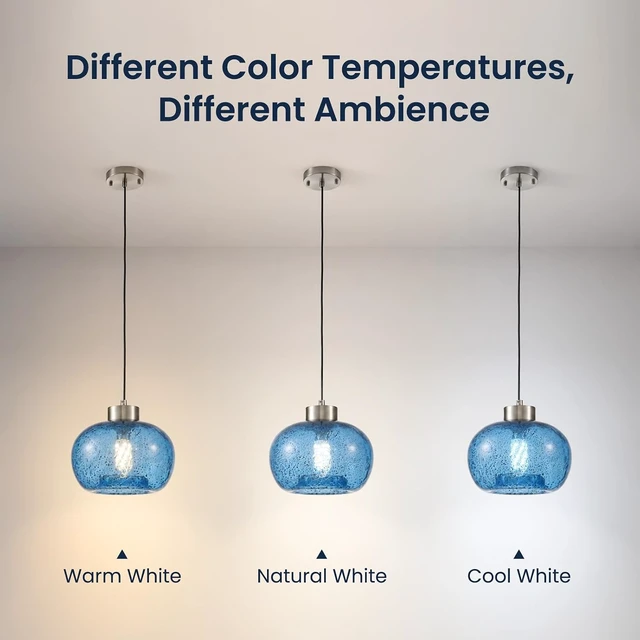 Alt view image 7 of 7 - 8.6" Coastal Blue Globe Seeded Glass Kitchen Island Pendant Light