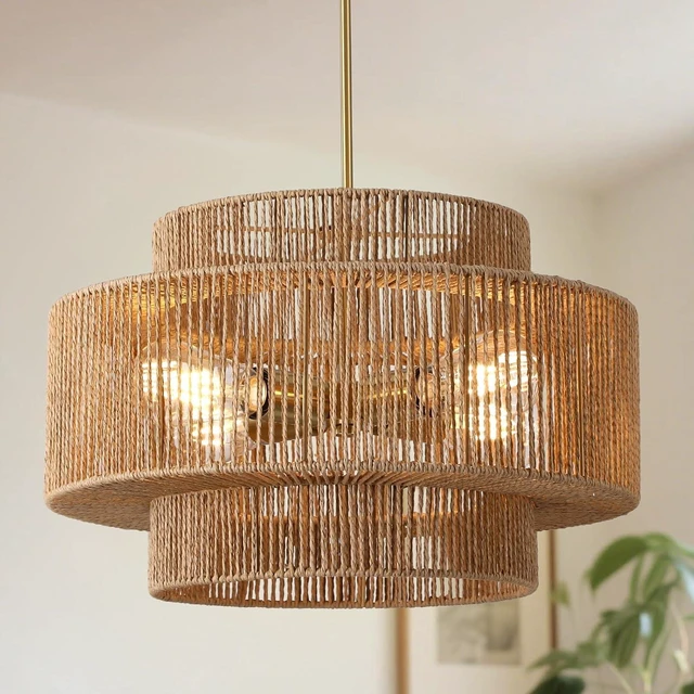 Main image of 17.7" Boho Rattan Chandelier