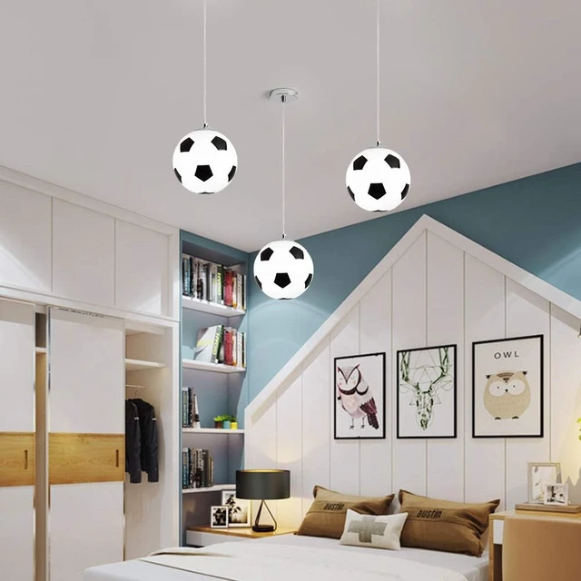Alt view image 6 of 7 - Glass Soccer Ball Ceiling Lamp Light Pendant Sliver Xmas Gift Teenager