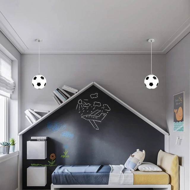 Alt view image 4 of 7 - Glass Soccer Ball Ceiling Lamp Light Pendant Sliver Xmas Gift Teenager