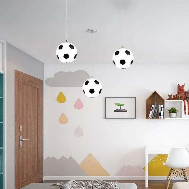Alt view image 3 of 7 - Glass Soccer Ball Ceiling Lamp Light Pendant Sliver Xmas Gift Teenager