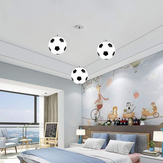 Alt view image 5 of 7 - Glass Soccer Ball Ceiling Lamp Light Pendant Sliver Xmas Gift Teenager