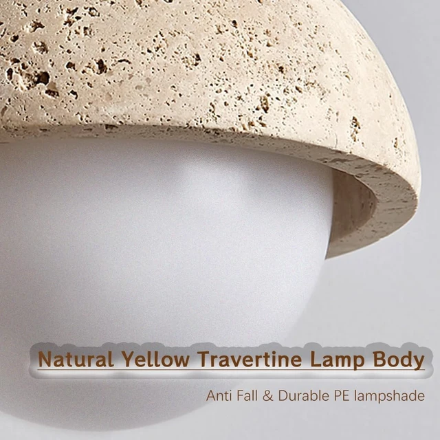 Alt view image 5 of 7 - Spherical Wabi Sabi Pendant Light, Natural Travertine Pendant Light, 1Pcs