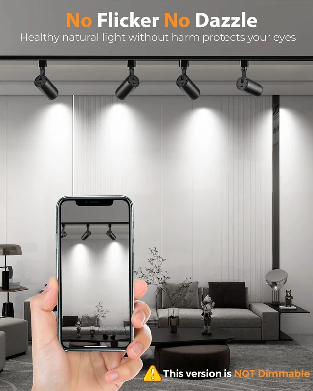 Alt view image 5 of 7 - VANoopee 3-Color Zoomable J Type Track Lighting Heads 10W, Black 4 Pack