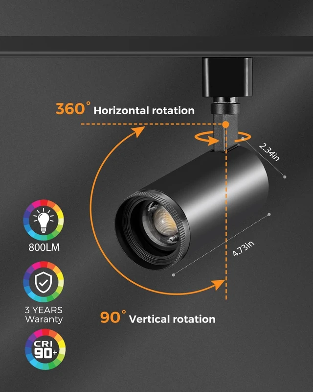 Alt view image 6 of 7 - VANoopee 3-Color Zoomable J Type Track Lighting Heads 10W, Black 4 Pack