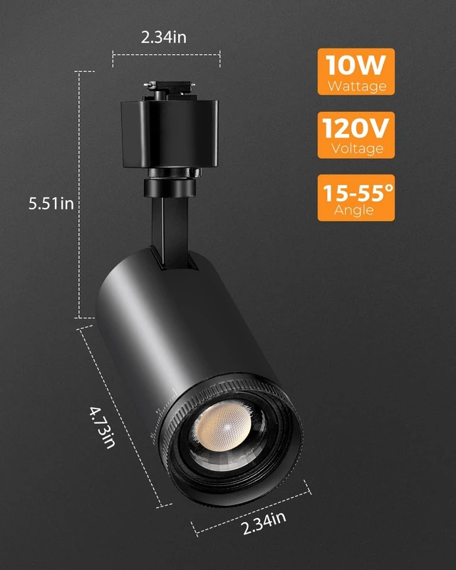 Alt view image 7 of 7 - VANoopee 3-Color Zoomable J Type Track Lighting Heads 10W, Black 4 Pack