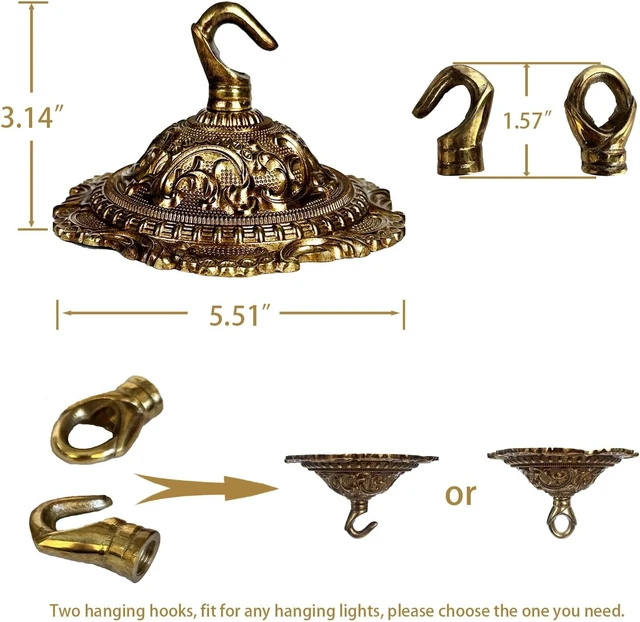 Alt view image 3 of 6 - 5.51" All Copper Ceiling Cover Plate can Light Conversion Kit to Pendant Light Cover, Chandelier Canopy Kit with Replacement Parts and Lamp Parts Hardware, Lamp Parts Light Fixture Cover