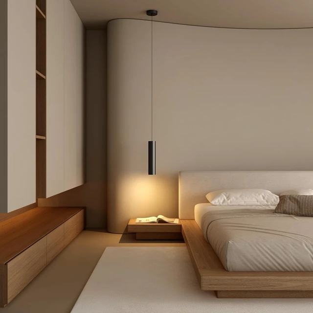 Alt view image 6 of 7 - Modern Pendant Lights Kitchen Island, E26 Black Pendant Lights Cylinder Hanging Light Cord Adjustable for Living Room Bedroom Bar Restaurant, Minimalist Design