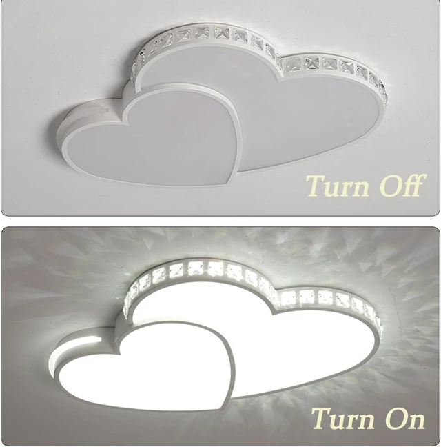 Alt view image 5 of 7 - Gdrasuya10 Heart Shaped Crystal LED Ceiling Light, Modern Crystal Shining Flush Mount Ceiling Light Lamp Romantic Heart Light Fixture for Living Room Bedroom (Cool White Light)