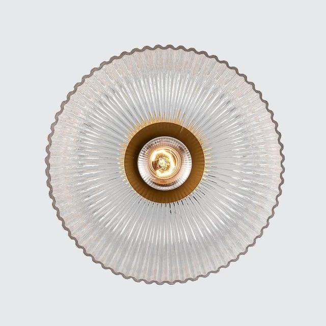 Alt view image 7 of 7 - Glasia Pendant Light, Gold Finish with Clear Ribbed Glass, Modern Hanging Light Fixture, Adjustable Height, E26 Base, 60W, Dimmable, Elegant Ceiling Light for Kitchen Island, Dining Room, or Entryway