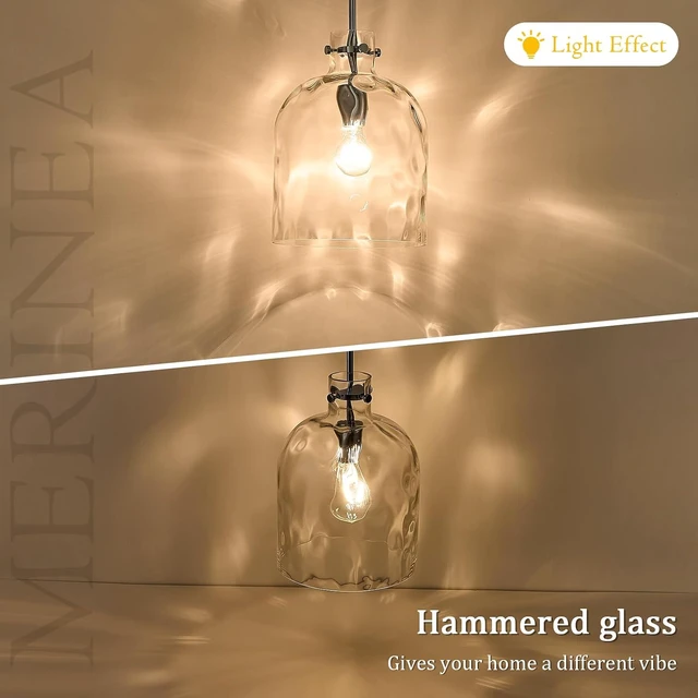 Alt view image 5 of 7 - Chrome Hammered Glass Pendant Light, 10-Inch Dome, E26
