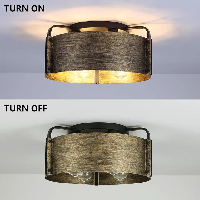 Alt view image 4 of 7 - Flush Mount Ceiling Light, 4-Light Farmhouse Semi Flush Mount Light Fixture Metal Rustic Bronze Finish Ceiling Lights for Living Room Kitchen Island Dining Room, E26 Base(Not Included Blub)