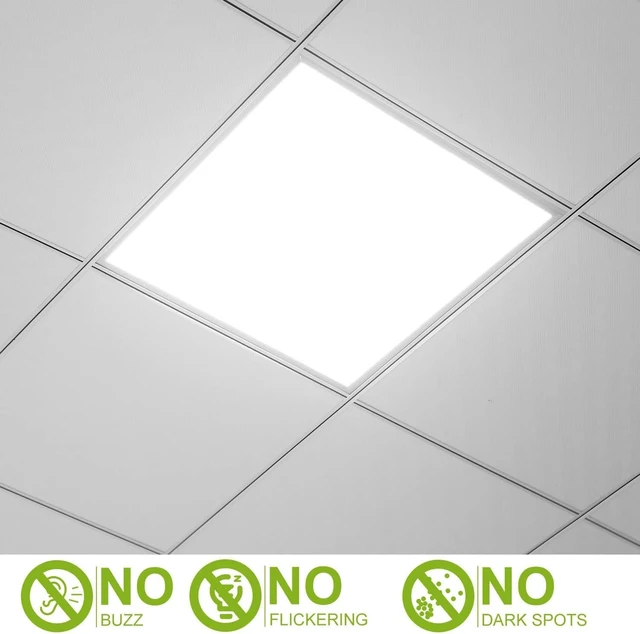 Alt view image 3 of 7 - LED Flat Panel Light 2x2 ft,White LED Drop Ceiling Office Lights,48W=150W Indoor Commercial Flat Backlit Fixture, 5800LM/7500K,CE & RoHS Certified,Dustproof & Troffer Recessed Edge-Lit Design,1 Pack