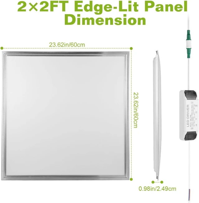 Alt view image 7 of 7 - LED Flat Panel Light 2x2 ft,White LED Drop Ceiling Office Lights,48W=150W Indoor Commercial Flat Backlit Fixture, 5800LM/7500K,CE & RoHS Certified,Dustproof & Troffer Recessed Edge-Lit Design,1 Pack