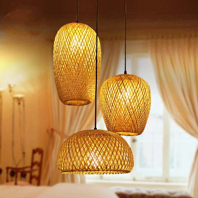 Main image of Bamboo Pendant Light, 3 Headlights Retro Japanese Style E27 Natural Bamboo Chandelier Hanging Light Ceiling Lighting Fixture for Living Room Bedroom Restaurant Cafe Teahouse Bar Dining Room Club