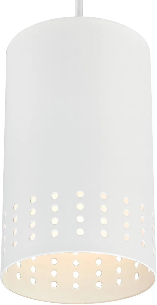 Alt view image 2 of 5 - Westinghouse 6356700 Contemporary One-Light Adjustable Perforated Cylindrical Metal Shade, White Finish Mini Pendant