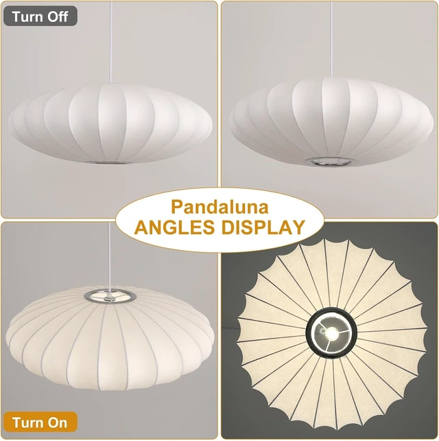 Alt view image 2 of 7 - 20in Plug in Pendant Light Lantern, White Imitation Silk 3-Light