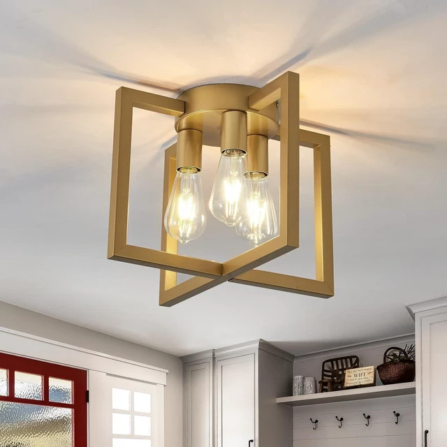 Main image of ZGLAOJT 3-Lights Ceiling Light Fixture,Modern Gold Semi Flush Mount Chandelier,Matte Ceiling Lighting for Kitchen Living Room Bedroom Farmhouse Hallway Foyer.
