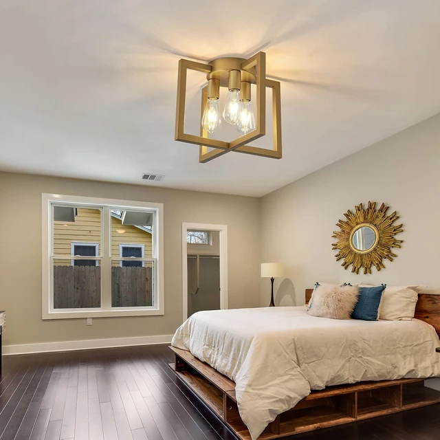 Alt view image 6 of 7 - ZGLAOJT 3-Lights Ceiling Light Fixture,Modern Gold Semi Flush Mount Chandelier,Matte Ceiling Lighting for Kitchen Living Room Bedroom Farmhouse Hallway Foyer.