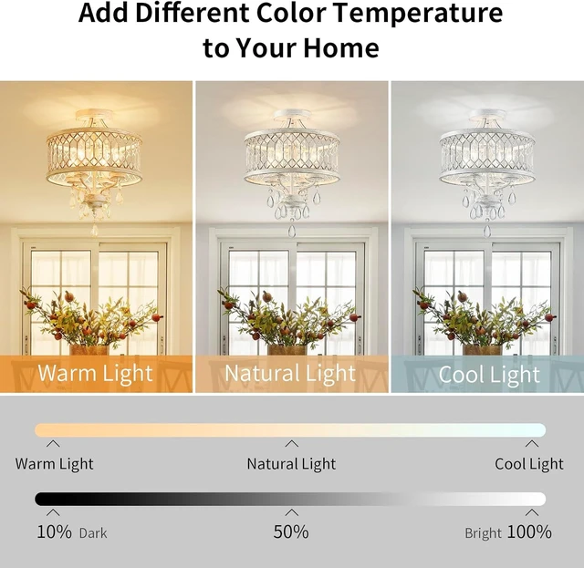 Alt view image 3 of 7 - Crystal Ceiling Light Fixture, Modern Semi Flush Mount Ceiling Light, Farmhouse Crystal Chandeliers for Dining Room Light Fixture, Hallway Lighting Fixtures for Kitchen Bedroom Bathroom Foyer Entryway