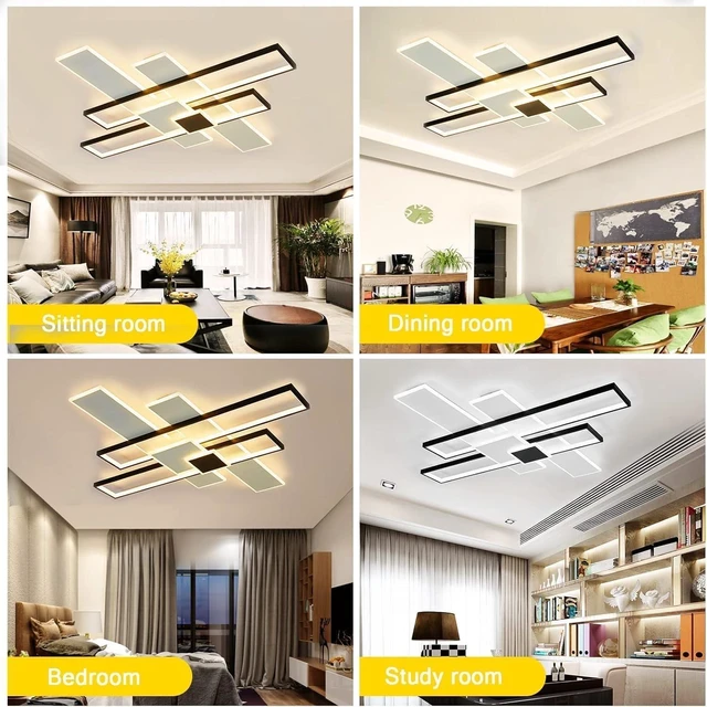 Alt view image 7 of 7 - Large Geometric LED Flush Mount Ceiling Light