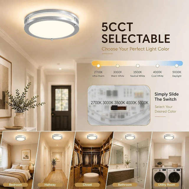 Alt view image 6 of 7 - 10-Inch Brushed Nickel Flush Mount LED Ceiling Lights Milk Glass